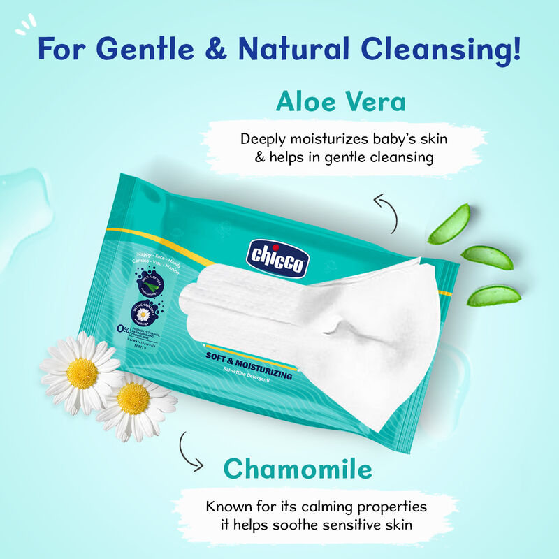 Chicco Wet Wipes Stickers Pack of 6 - 432 Pcs image number null